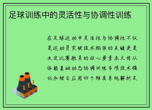 足球训练中的灵活性与协调性训练
